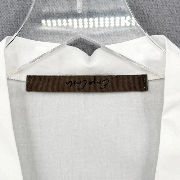 ENZA COSTA Poplin mariner Shirt Medium White V Neck Long Sleeve Quite Luxury NEW - Picture 7 of 16